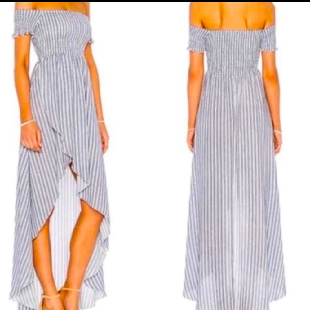Show Me Your Mumu blue and white stripe maxi dress size small